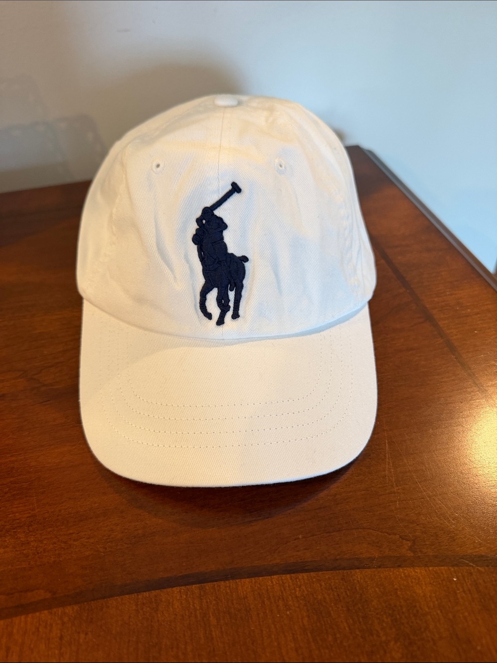 Polo by Ralph Lauren Kids White Cap with Navy Pony Embroidery